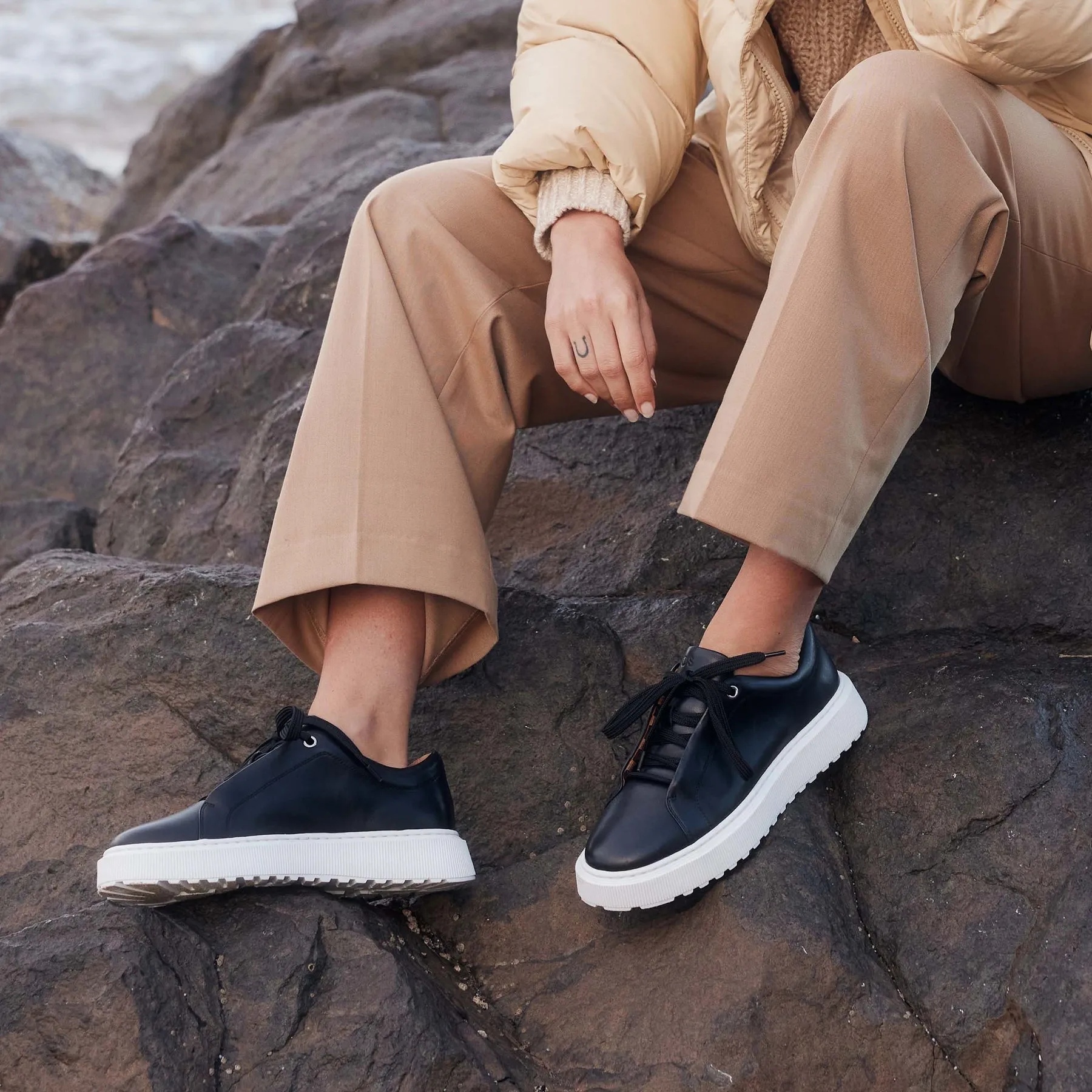 LAE LEATHER LACE UP SNEAKERS
