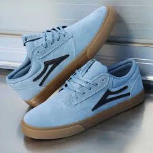 Lakai Limited Griffin Skate Shoes/Sneakers in Light Blue Suede and Brown
