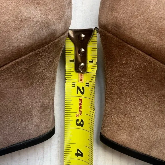 Lanvin Camel Tan Suede Wedge Ankle Boots w/ Side Zipper Women’s EU 37.5 US 6.5