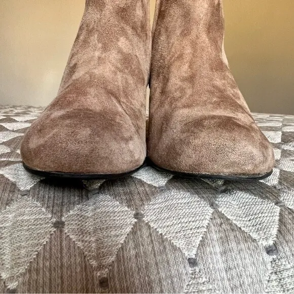 Lanvin Camel Tan Suede Wedge Ankle Boots w/ Side Zipper Women’s EU 37.5 US 6.5