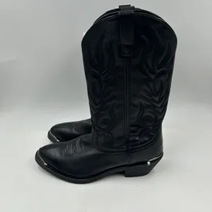 Laredo mens 11EE black w silver toe &amp; heel rand classic cowboy boots NWT