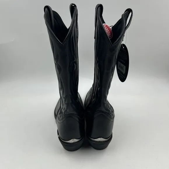 Laredo mens 11EE black w silver toe &amp; heel rand classic cowboy boots NWT
