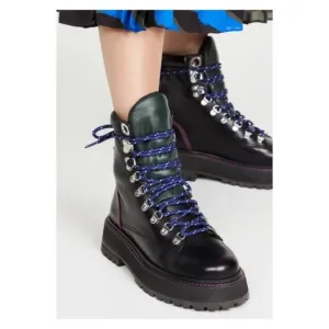 Larroude Jordan Leather Lace Up Combat Boots Size 9.5
