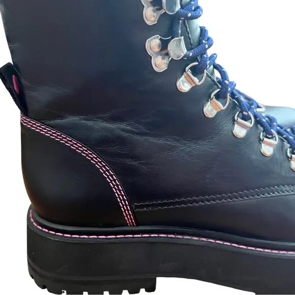 Larroude Jordan Leather Lace Up Combat Boots Size 9.5