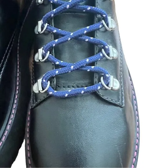 Larroude Jordan Leather Lace Up Combat Boots Size 9.5