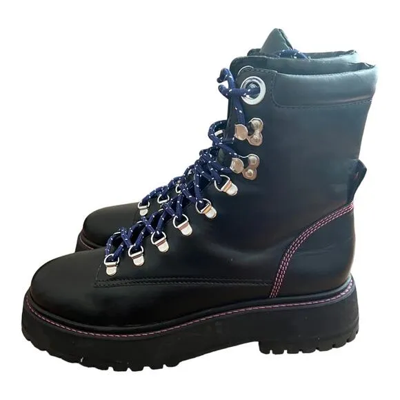 Larroude Jordan Leather Lace Up Combat Boots Size 9.5