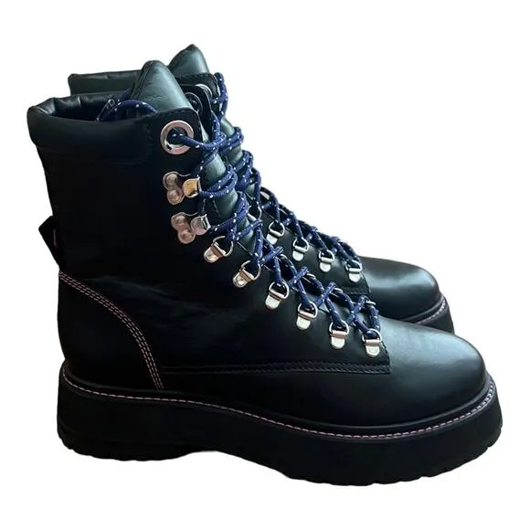 Larroude Jordan Leather Lace Up Combat Boots Size 9.5