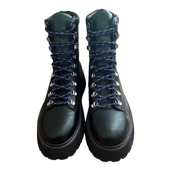 Larroude Jordan Leather Lace Up Combat Boots Size 9.5