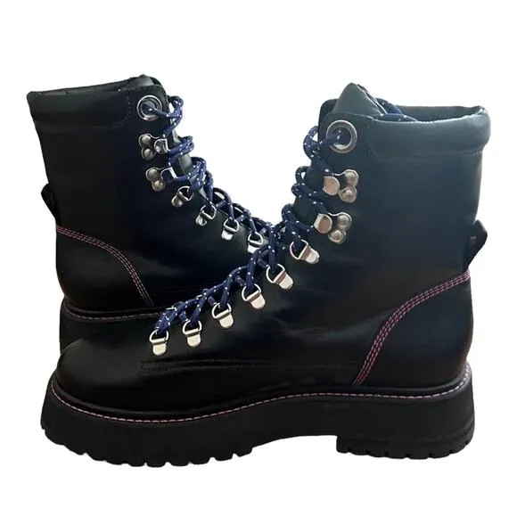 Larroude Jordan Leather Lace Up Combat Boots Size 9.5