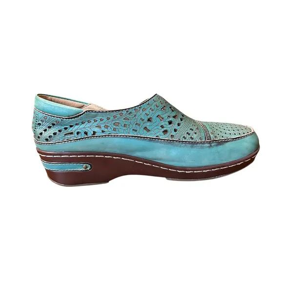 L’Artiste By Spring Step Anchorbank Sky Blue NWOT Slip On Clog Shoes Boho Sz 41