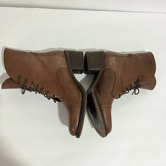Latitude Femme Brown Classic Genuine Leather  Block Heeled Ankle Boots Size 36