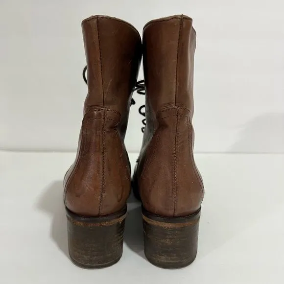 Latitude Femme Brown Classic Genuine Leather  Block Heeled Ankle Boots Size 36