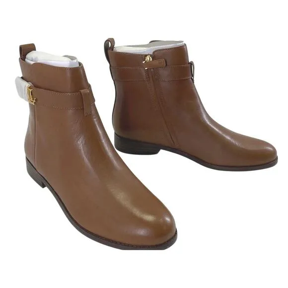 Lauren Ralph Lauren Saddle Brown Leather Ankle Boots – Size 8.5