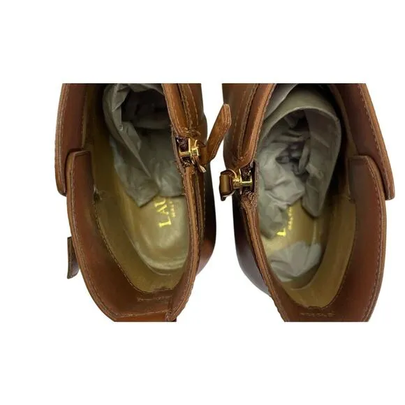 Lauren Ralph Lauren Saddle Brown Leather Ankle Boots – Size 8.5