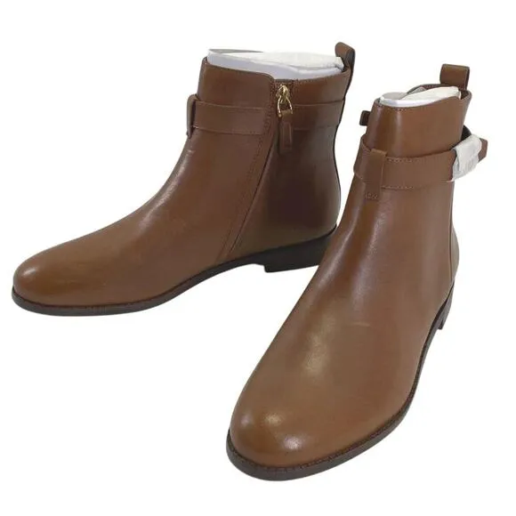 Lauren Ralph Lauren Saddle Brown Leather Ankle Boots – Size 8.5
