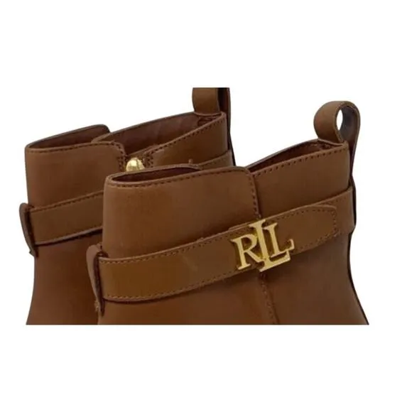 Lauren Ralph Lauren Saddle Brown Leather Ankle Boots – Size 8.5