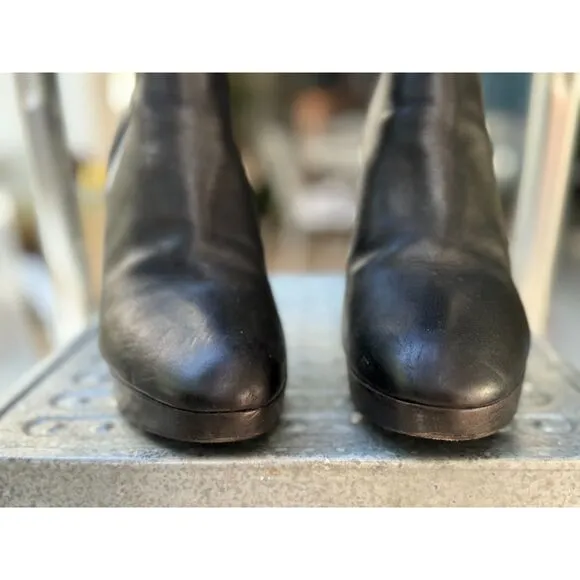 L'Autre Chose NY Look Black Leather Over The Knee Tall Boots SZ EU 38 = US 7.5/8