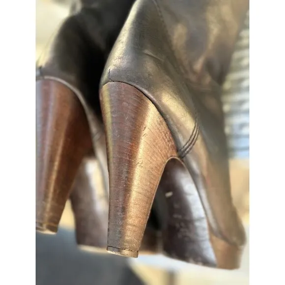 L'Autre Chose NY Look Black Leather Over The Knee Tall Boots SZ EU 38 = US 7.5/8