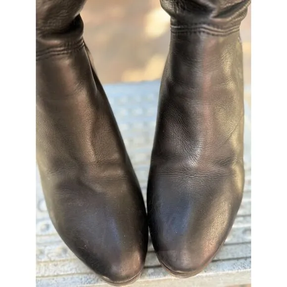 L'Autre Chose NY Look Black Leather Over The Knee Tall Boots SZ EU 38 = US 7.5/8