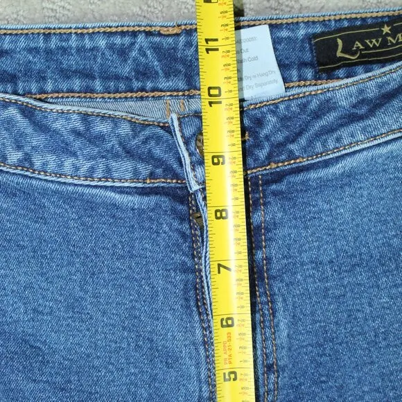Lawman World-class Denim Jeans 15/16 100% Cotton Leather Zig Zag Trim Blue Jeans