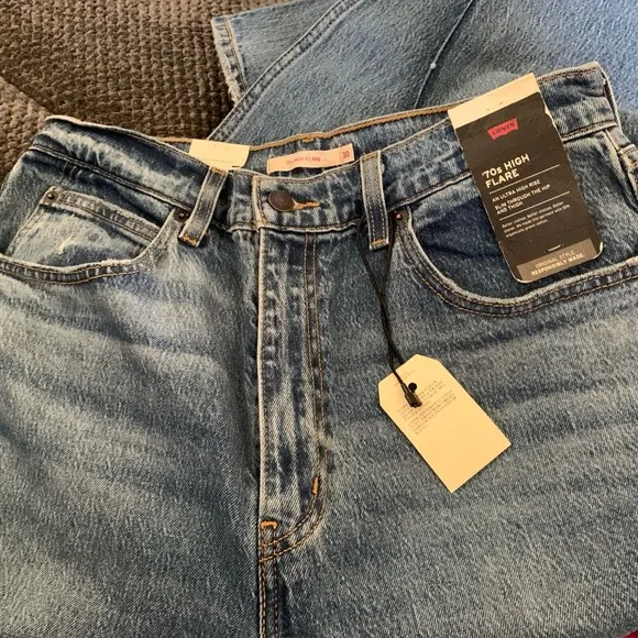 Levi's 70s High Flare Jeans Slim Fit High Rise Denim Blue Women's Size 30 x 32