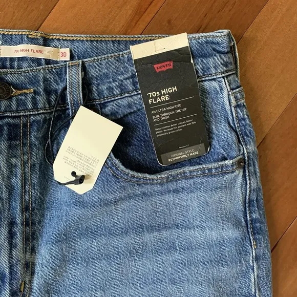 Levi's 70s High Flare Jeans Slim Fit High Rise Denim Blue Women's Size 30 x 32