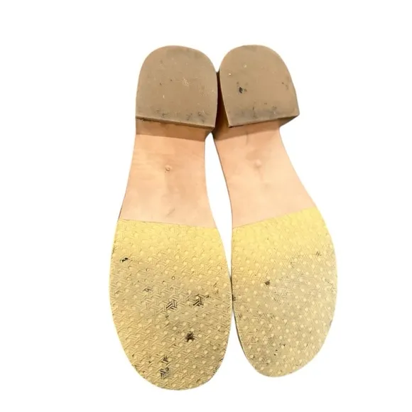 LIBERTÉ Santorini Leather Woven Cognac Mules Heeled Open Toe Sandals