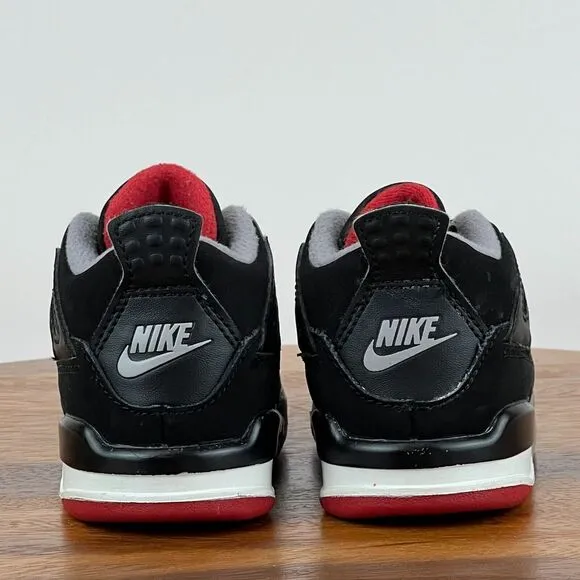 Little Kids Nike Jordan Retro 4 Bred Black Basketball Shoes Sneakers‎ Size 6 C