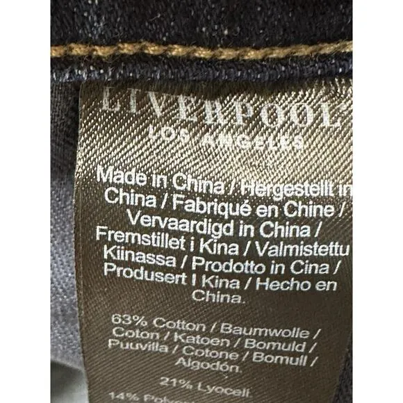 Liverpool Los Angeles denim Hi-Rise Raw Hem jeans, sz 10 Cropped EUC
