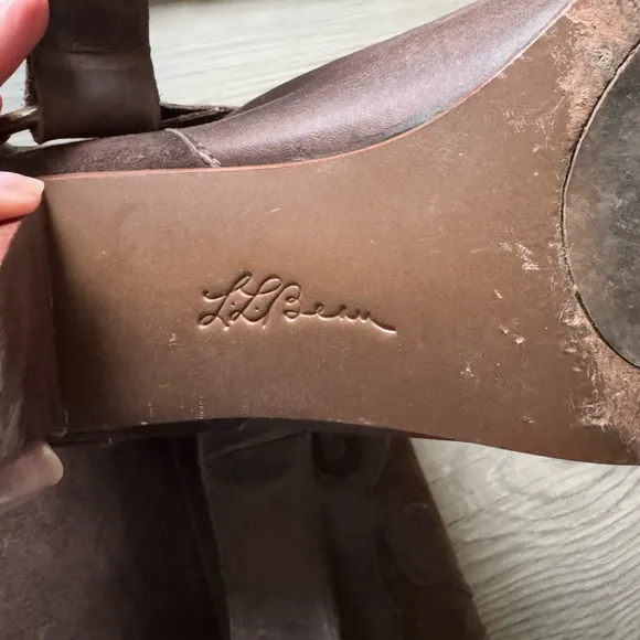 LL Bean Tall Harness Knee Heeled Riding Boots Laser Cut Out Suede Brown Leather