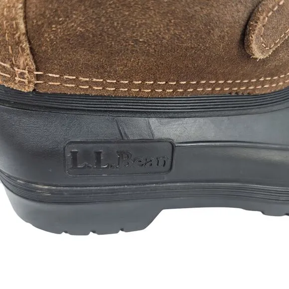 L.L. Bean Women's Brown Suede Duck Rubber Faux Wool Insert Winter Boots Size 6