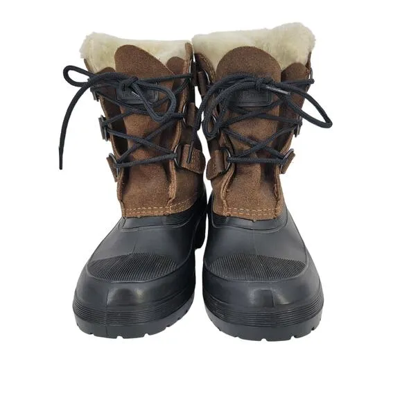 L.L. Bean Women's Brown Suede Duck Rubber Faux Wool Insert Winter Boots Size 6