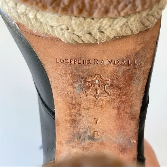 Loeffler Randall Nadia Black Leather Lace Up Espadrille Ankle Boots 7