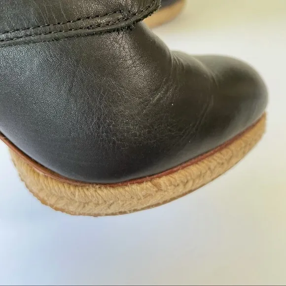 Loeffler Randall Nadia Black Leather Lace Up Espadrille Ankle Boots 7