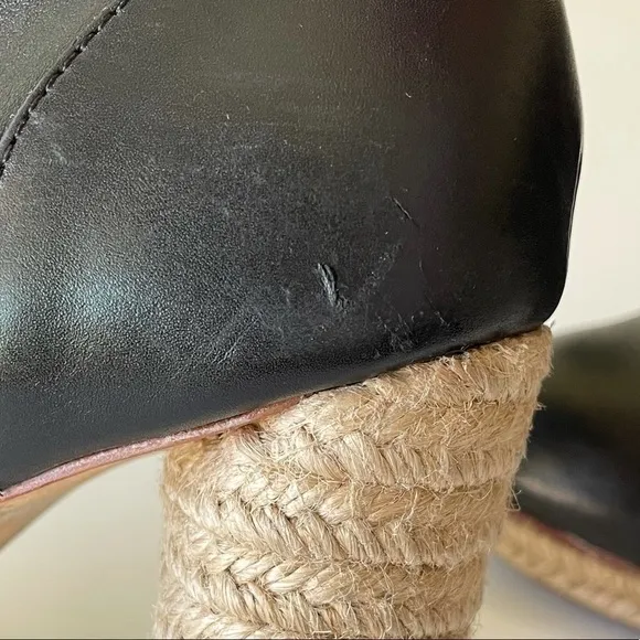 Loeffler Randall Nadia Black Leather Lace Up Espadrille Ankle Boots 7