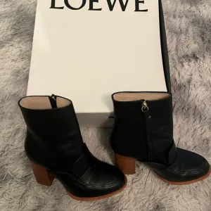 Loewe Black Leather Botta Mocassin Loafer Women's Boots