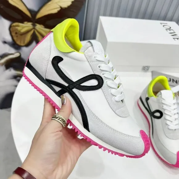Loewe Flow Runner Sneakers  White Pink Shoes
