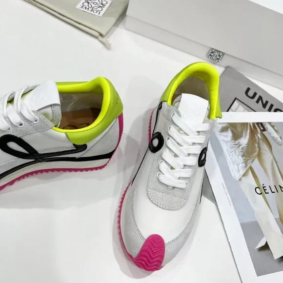 Loewe Flow Runner Sneakers  White Pink Shoes