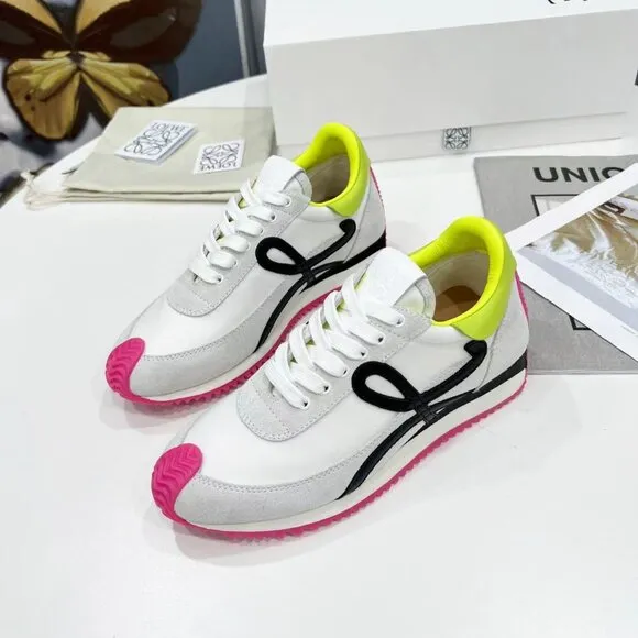 Loewe Flow Runner Sneakers  White Pink Shoes