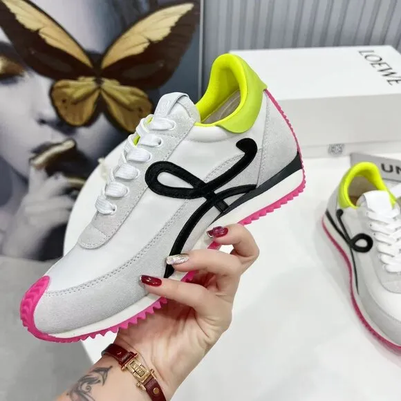 Loewe Flow Runner Sneakers  White Pink Shoes