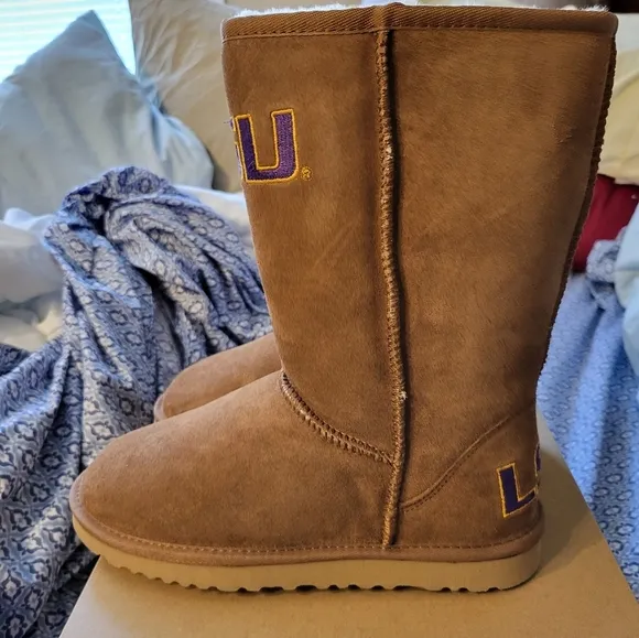 LSU GEAUX Tigers Roadies Women's size 9 Leather, Wool boots NEW