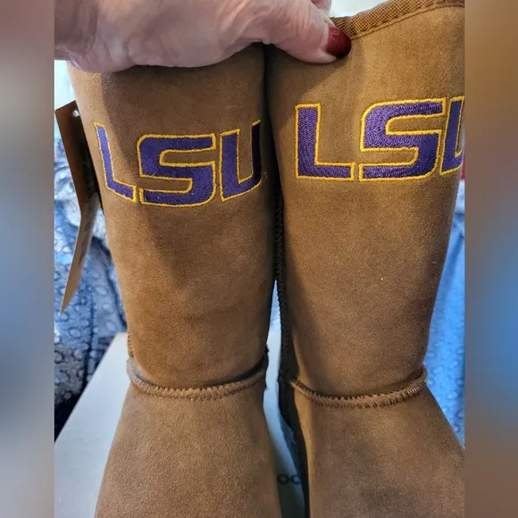 LSU GEAUX Tigers Roadies Women's size 9 Leather, Wool boots NEW