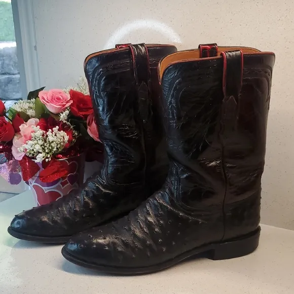 LUCCHESE 2000 Ostrich leather cowboy boots (sz 11.5D)