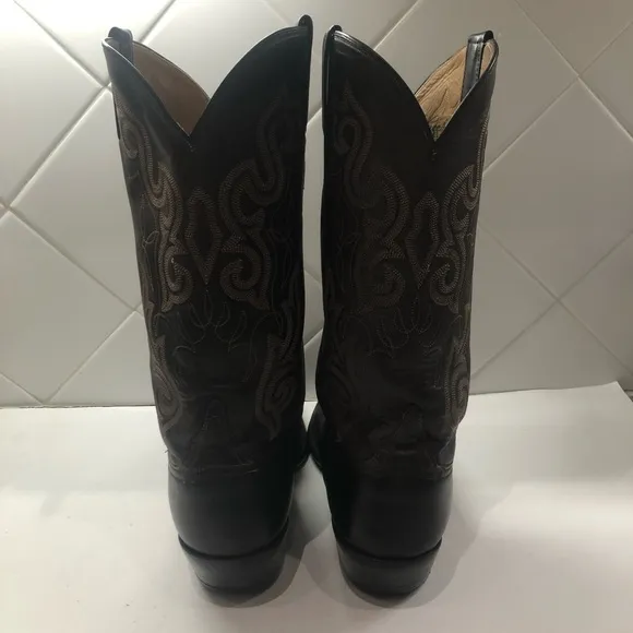 Lucchese Black Leather Cowboy Boots Timeless Design
