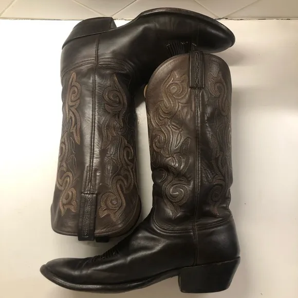 Lucchese Black Leather Cowboy Boots Timeless Design