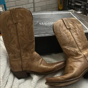 Lucchese Tan Leather Boots worn twice in stockyards at saloons in Fort Worth