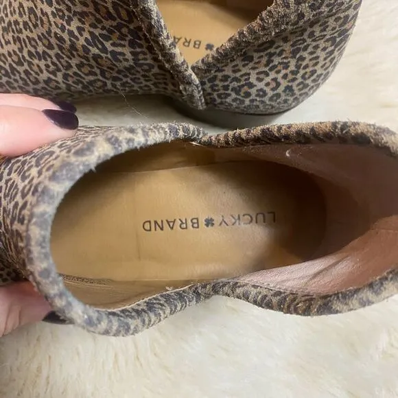 Lucky Brand Baley 2 Leopard Print Suede Ankle Boots size 7.5
