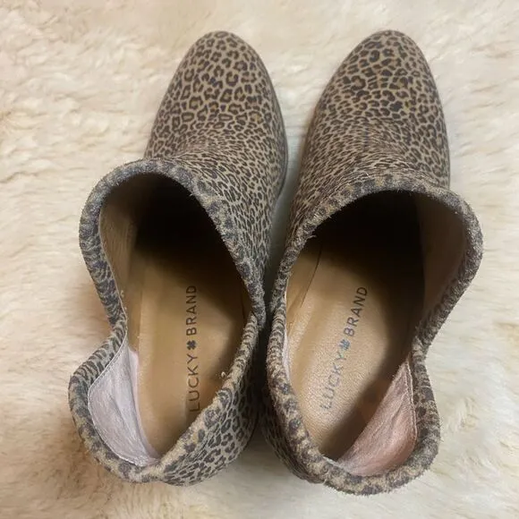 Lucky Brand Baley 2 Leopard Print Suede Ankle Boots size 7.5