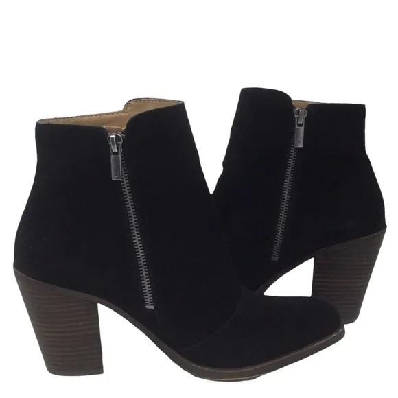 Lucky Brand Eleanor Suede Leather Embroidered Booties Boots