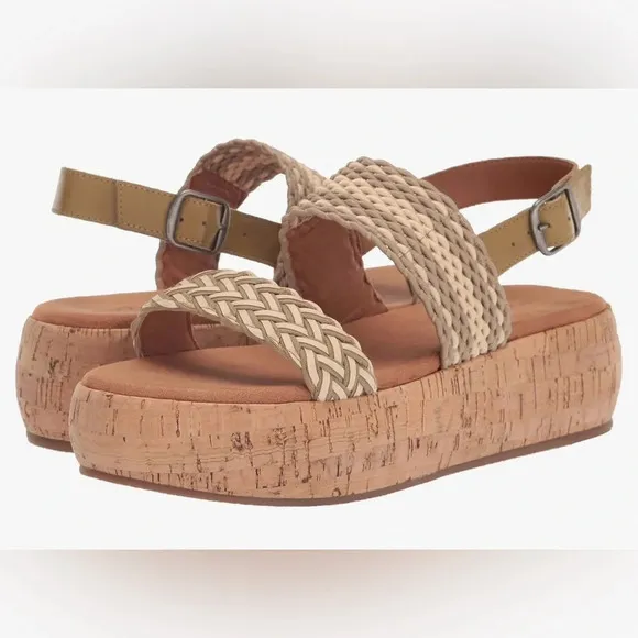 LUCKY BRANDWomen's Jadiel Woven Strappy Slingback Platform Sandals Sz 9